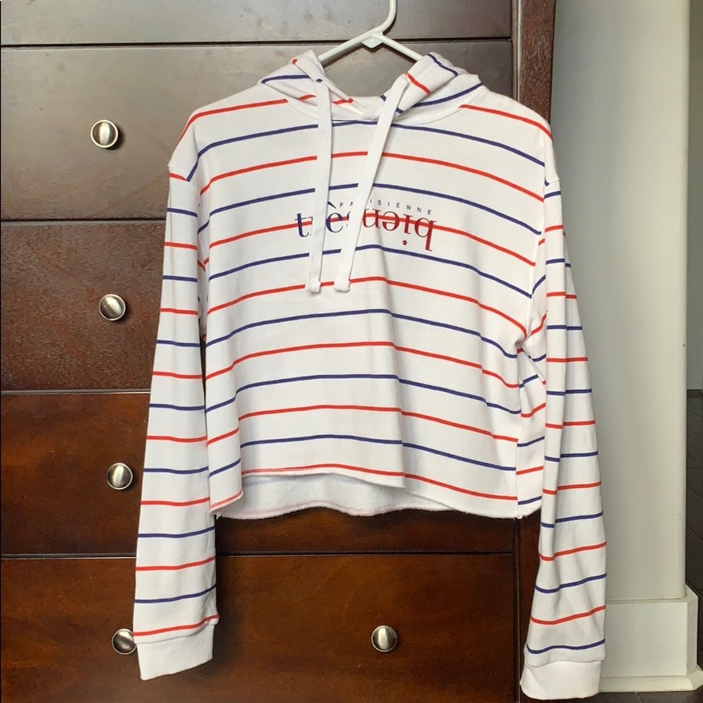 White Cropped Hoodie Size L